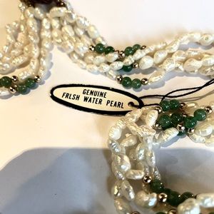 Seed pearl necklace with jade beads